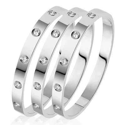 Stainless Steel Rhinestone Bangle Bracelet for Women
