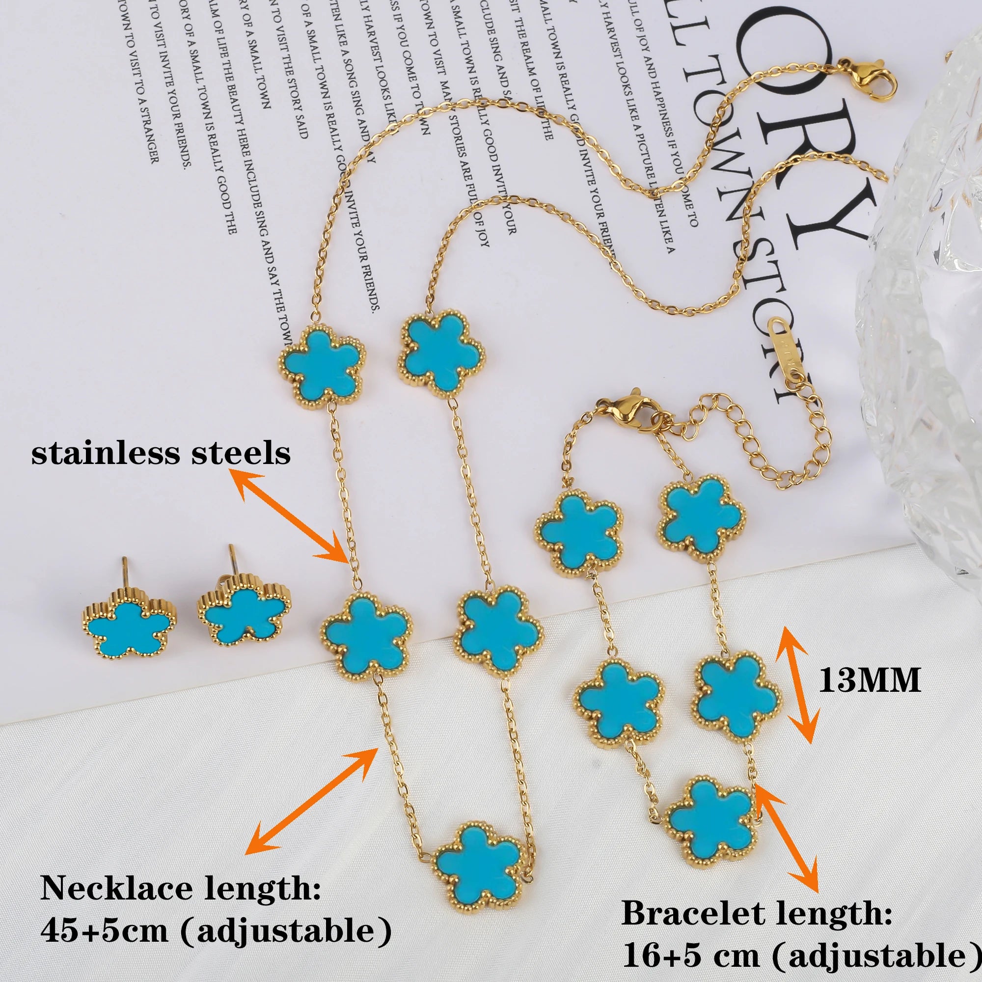 Classic Stainless Steel Five-Flower Bracelet for Women