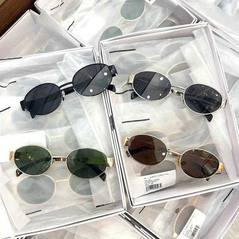 Retro Steampunk Oval Sunglasses for Women