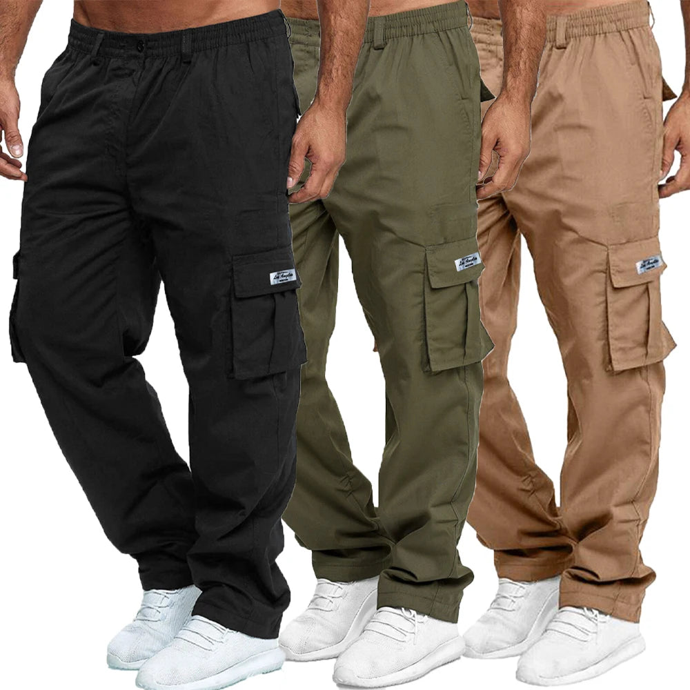 Men’s Cargo Sweatpants – Loose Straight-Leg Multi-Pocket Workwear Pants
