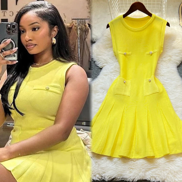 YuooMuoo 2025 Summer Pleated Short Dress