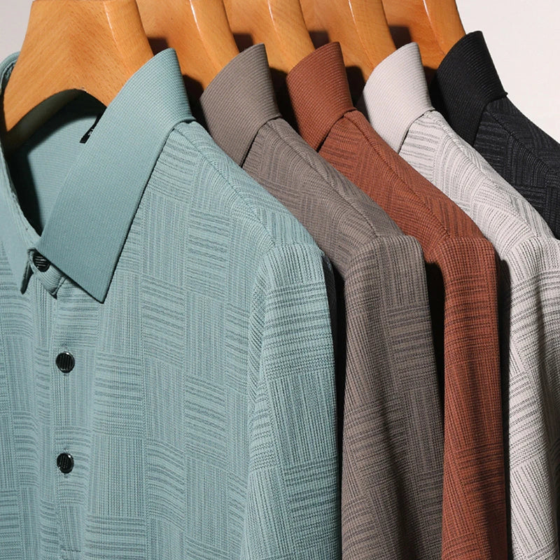 2024 Men’s Printed Polo Shirt – Business Casual Short Sleeve Top