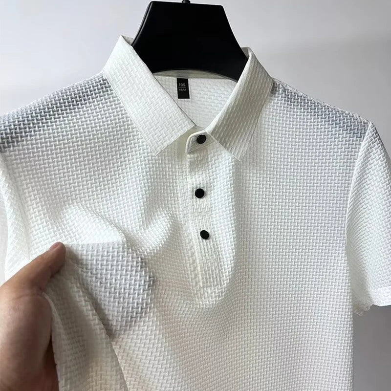 Men’s Business Casual Polo Shirt – Short Sleeve Solid Color Summer Top