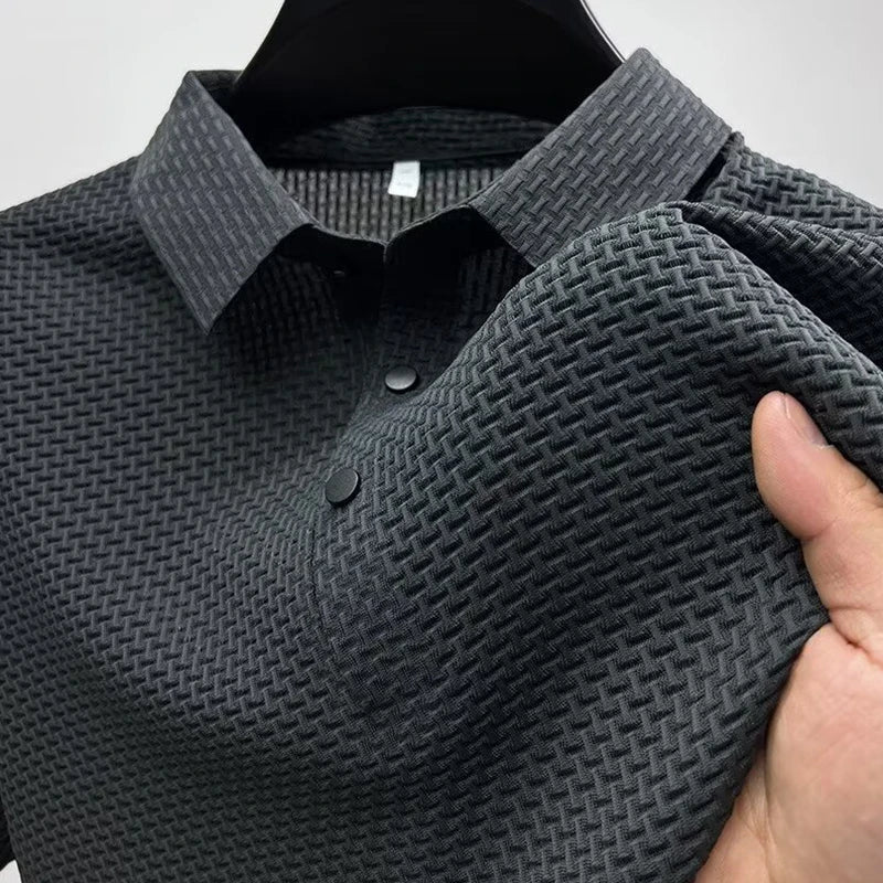 Men’s Business Casual Polo Shirt – Short Sleeve Solid Color Summer Top