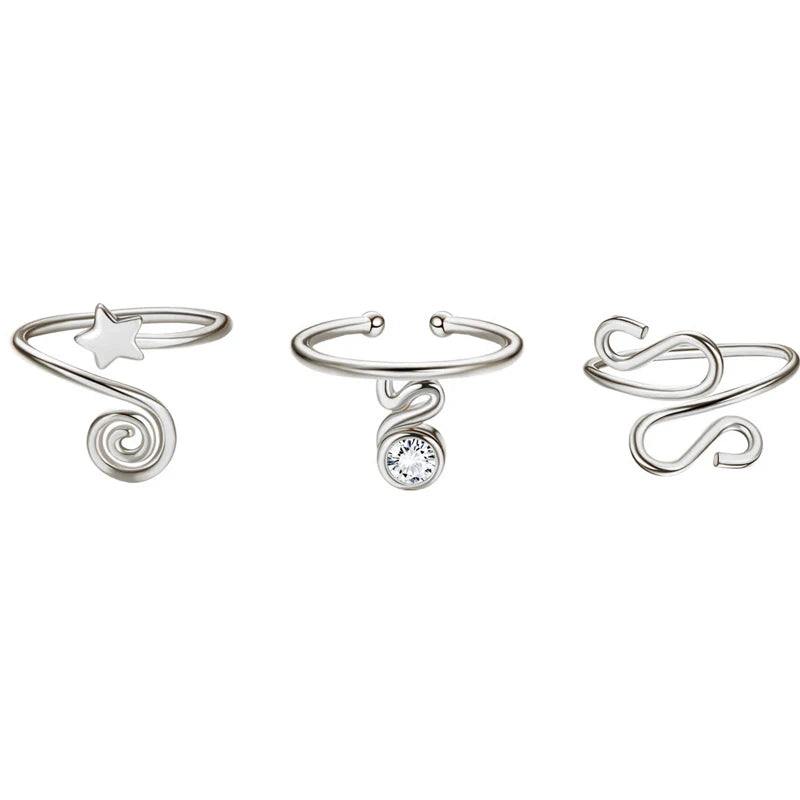 3Pcs Adjustable Toe Rings for Women