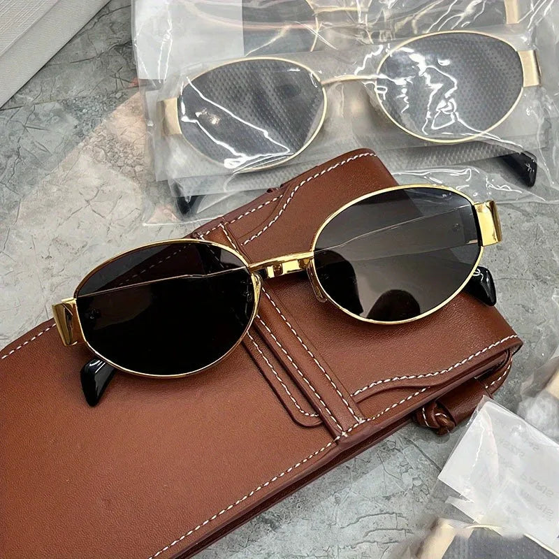Retro Steampunk Oval Sunglasses for Women