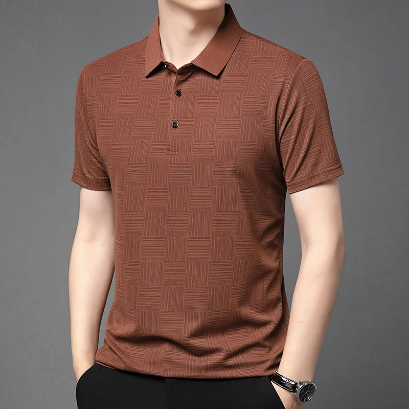 2024 Men’s Printed Polo Shirt – Business Casual Short Sleeve Top
