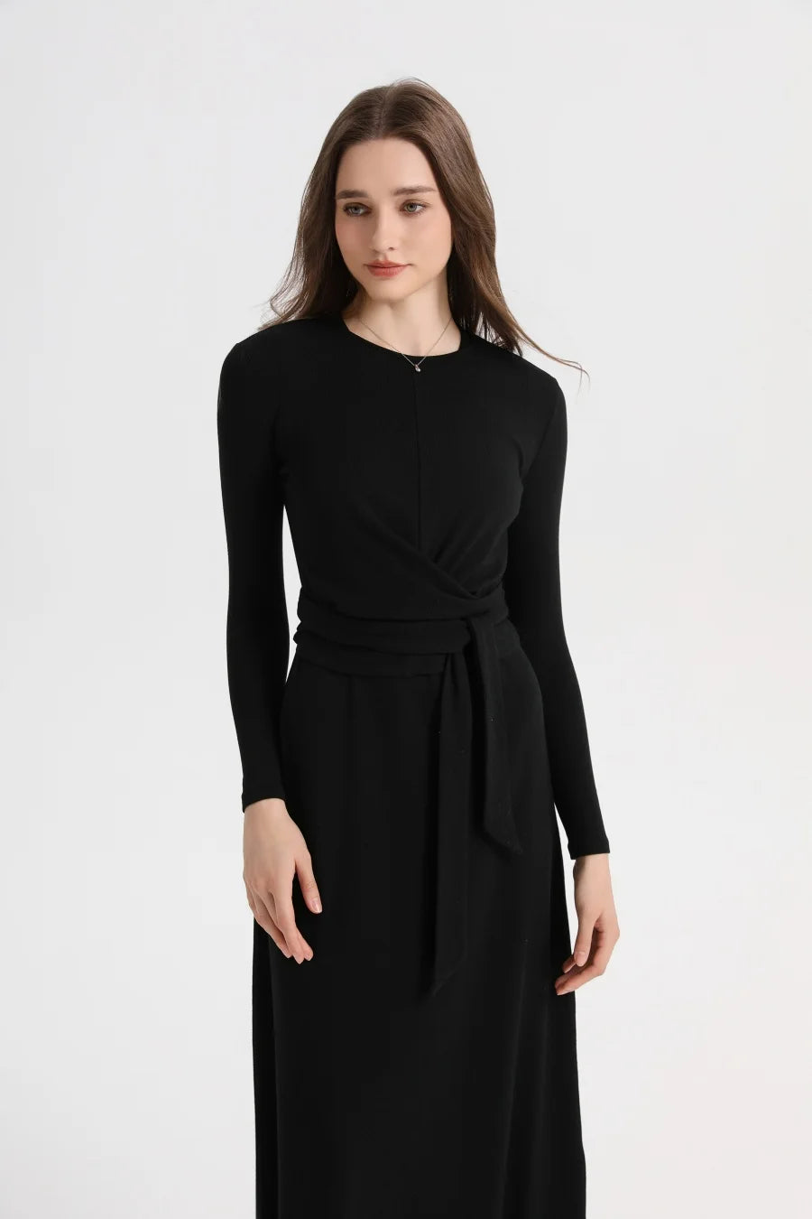 AS 2025 Summer Ribbed Wrap Top & A-Line Dress Set