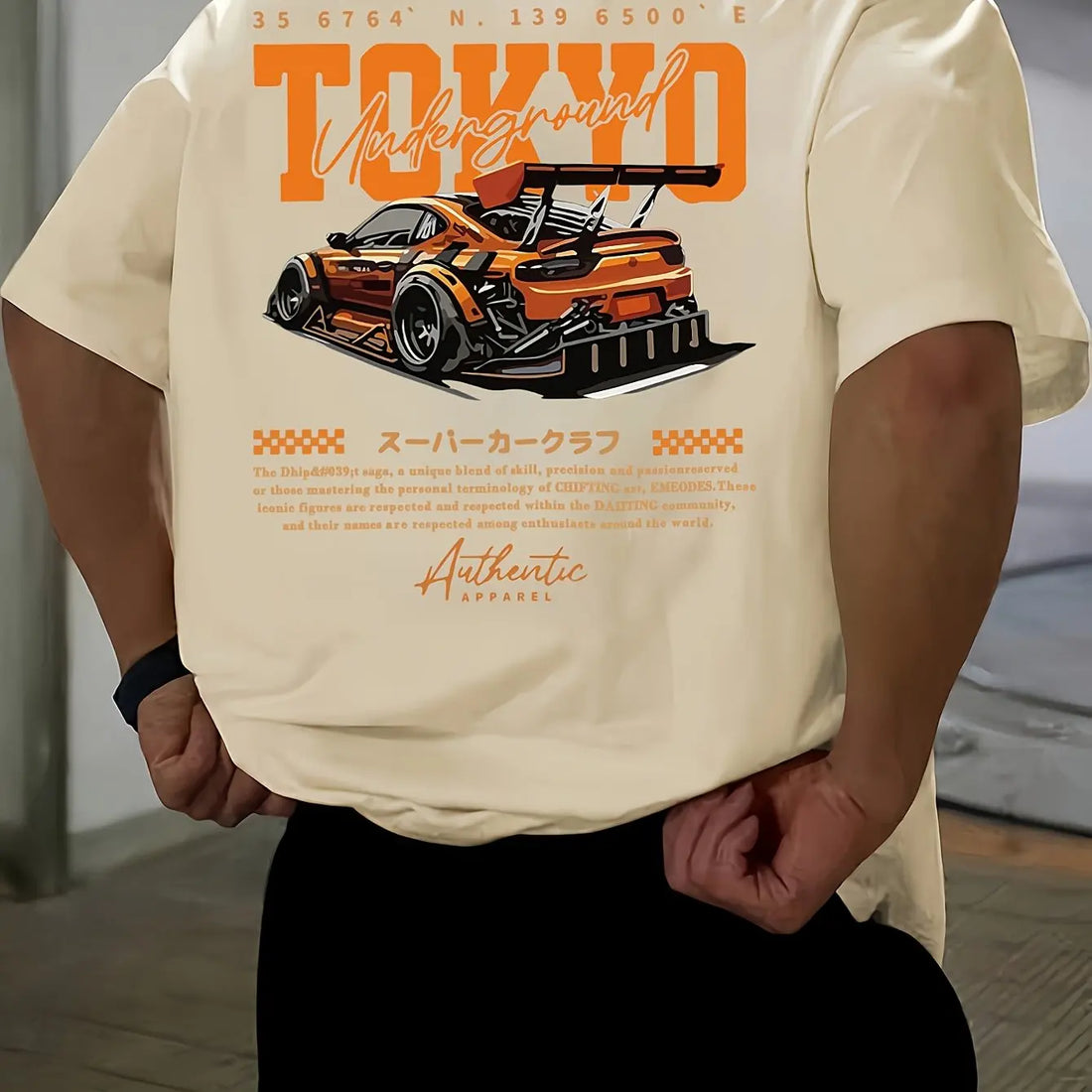 Men’s Summer Cotton T-Shirt – Tokyo Print Casual Loose Fit Short Sleeve Top
