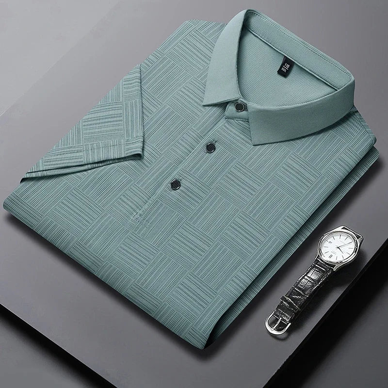 2024 Men’s Printed Polo Shirt – Business Casual Short Sleeve Top