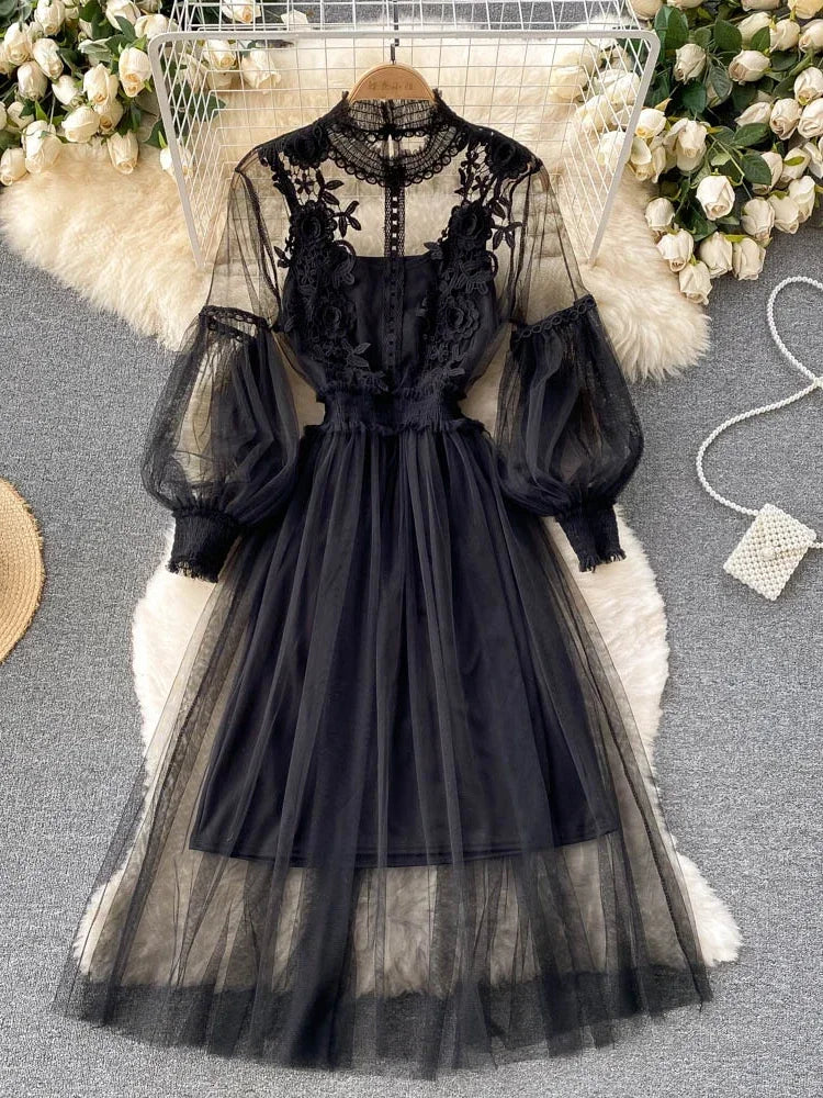 Elegant Mesh Flower Dress