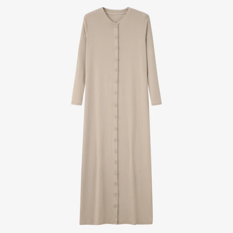 Women’s Summer Ribbed Maxi Dress – Button Front Casual Outfit 2025
