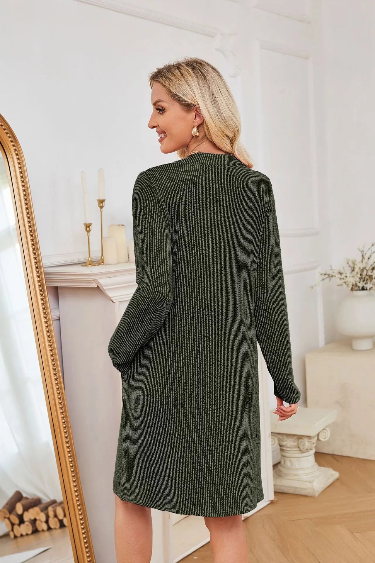 Solid Color Casual Loose Short Dress