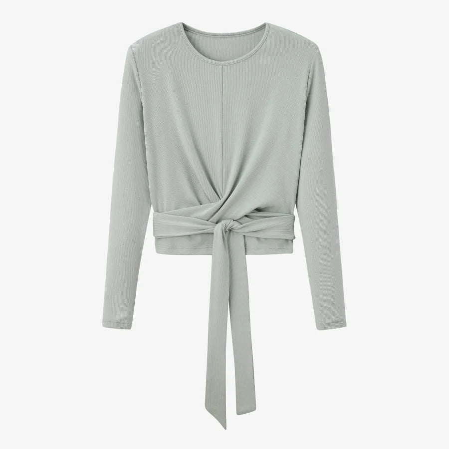 AS 2025 Summer Ribbed Wrap Top & A-Line Dress Set