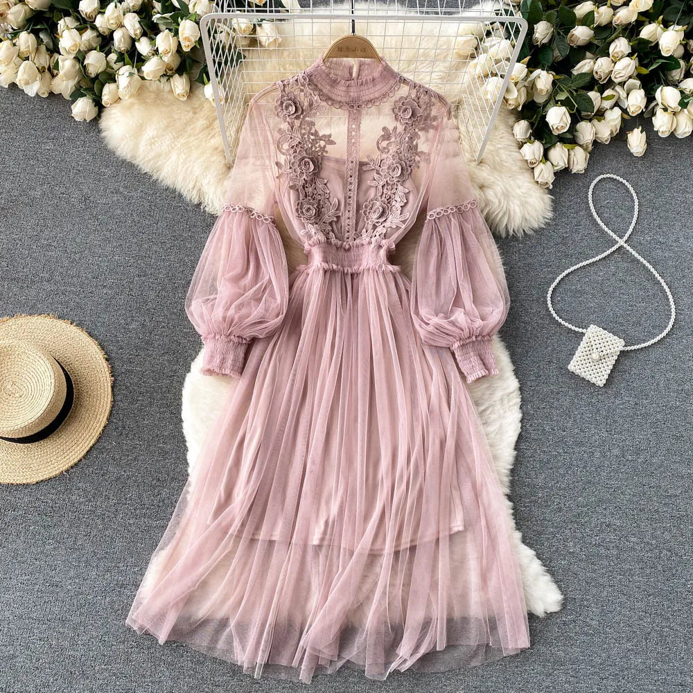 Elegant Mesh Flower Dress