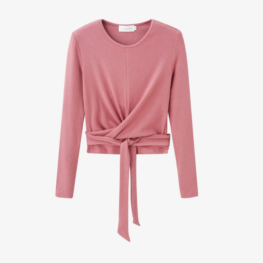 AS 2025 Summer Ribbed Wrap Top & A-Line Dress Set