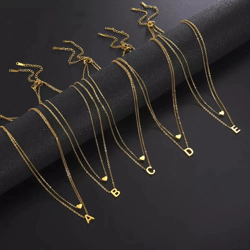 Minimalist Initial Necklace – A–Z Alphabet Stainless Steel Choker for Women