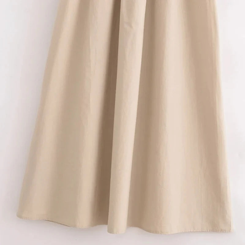 HXAO Khaki Elegant Long Dress