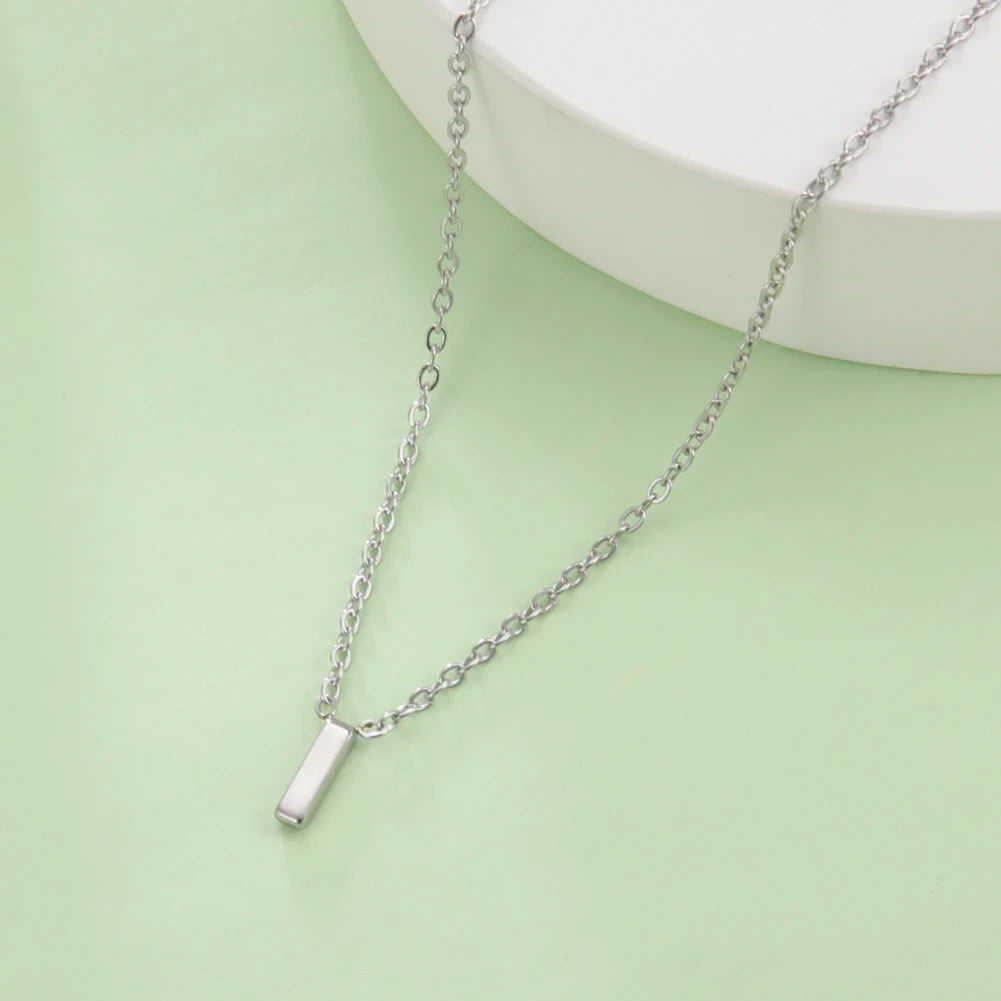 Minimalist Initial Necklace – A–Z Alphabet Stainless Steel Choker for Women