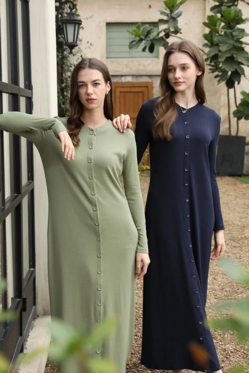 Women’s Summer Ribbed Maxi Dress – Button Front Casual Outfit 2025