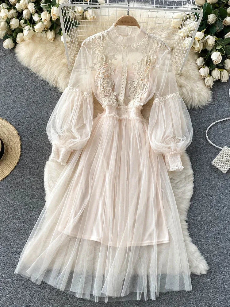 Elegant Mesh Flower Dress