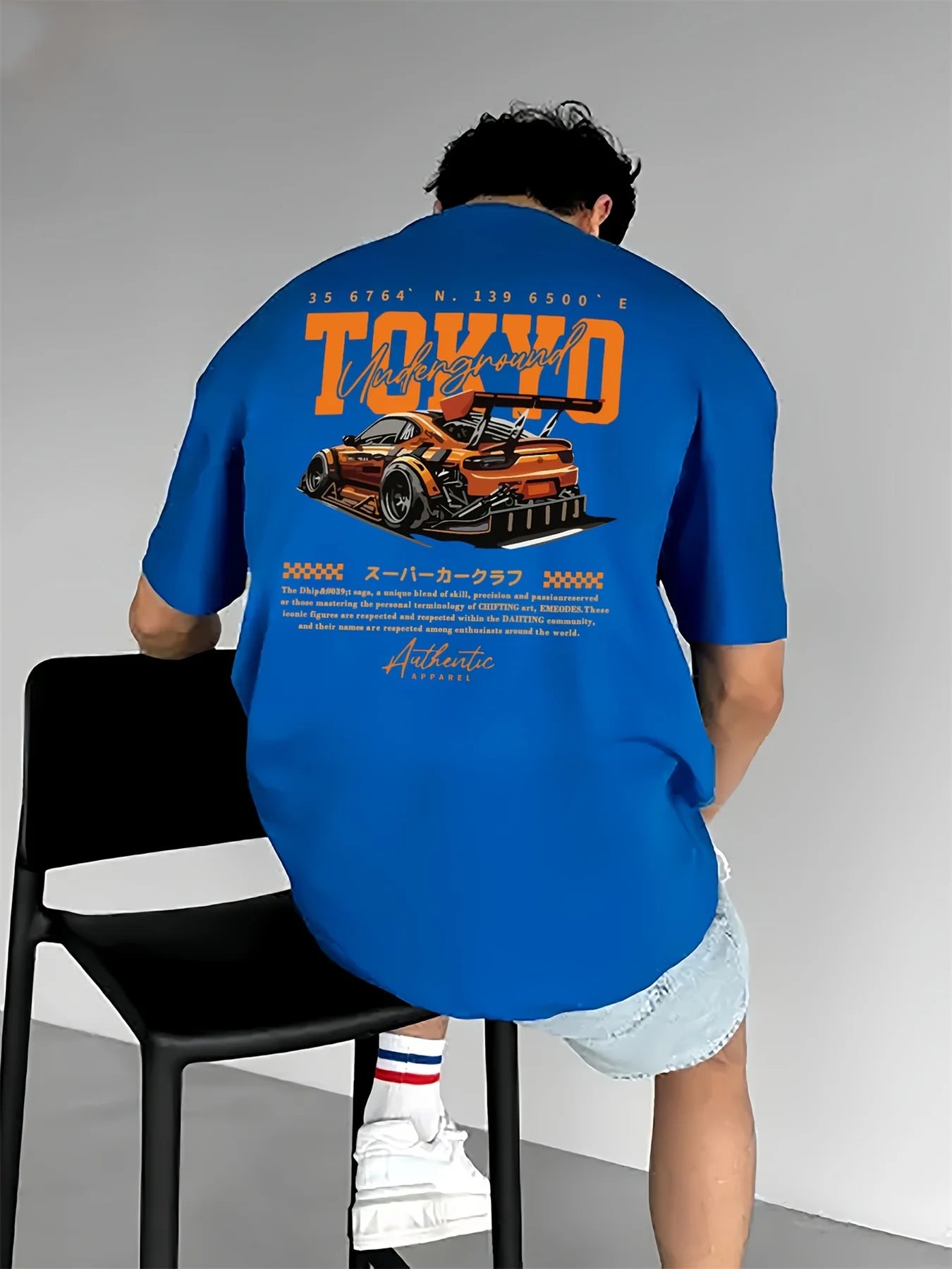 Men’s Summer Cotton T-Shirt – Tokyo Print Casual Loose Fit Short Sleeve Top