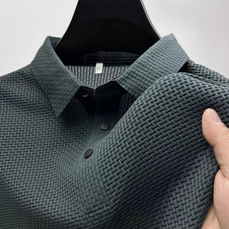 Men’s Business Casual Polo Shirt – Short Sleeve Solid Color Summer Top