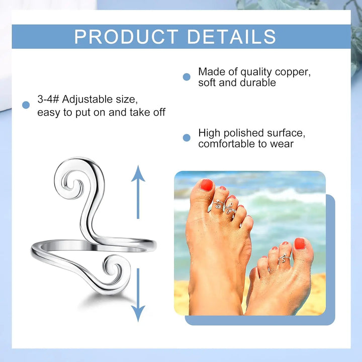 3Pcs Adjustable Toe Rings for Women