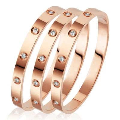 Stainless Steel Rhinestone Bangle Bracelet for Women
