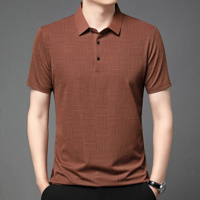 2024 Men’s Printed Polo Shirt – Business Casual Short Sleeve Top