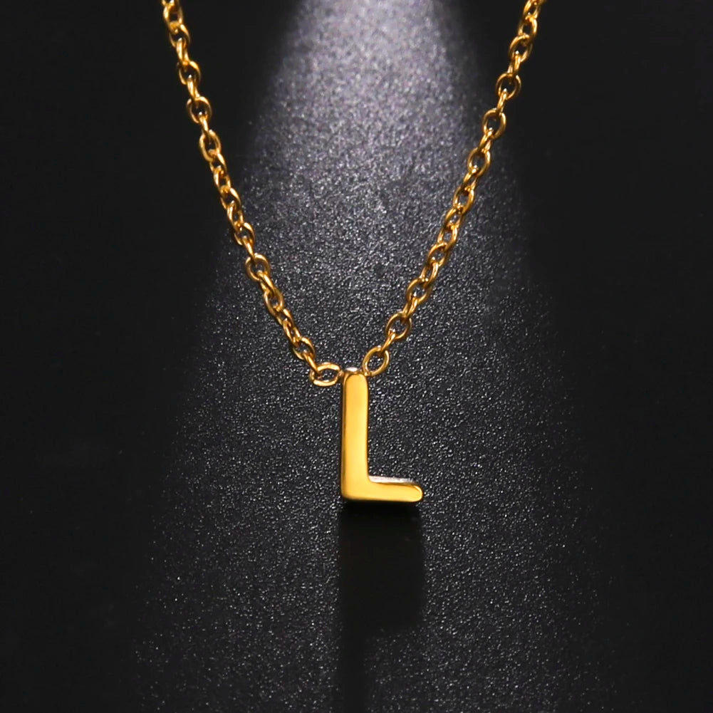 Minimalist Initial Necklace – A–Z Alphabet Stainless Steel Choker for Women