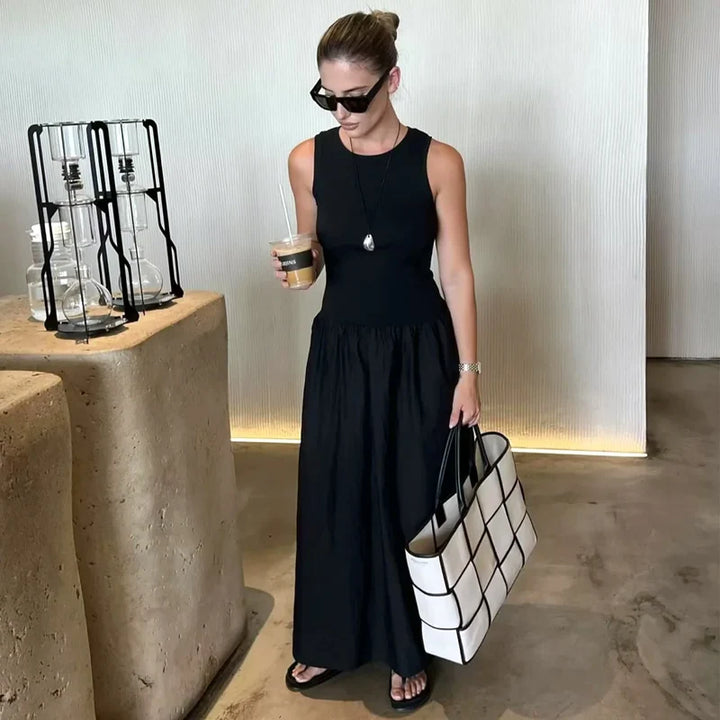 HXAO Khaki Elegant Long Dress