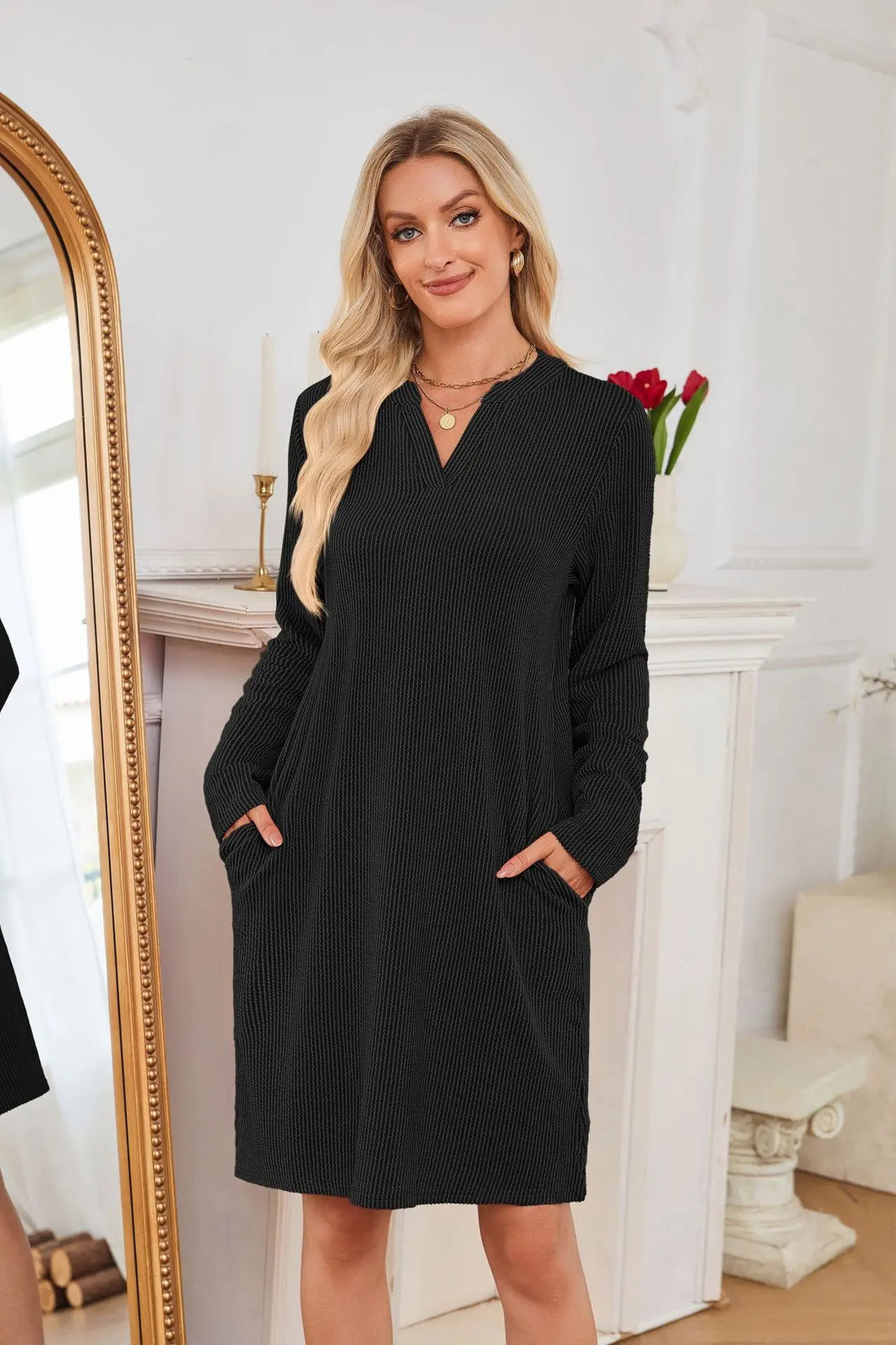 Solid Color Casual Loose Short Dress