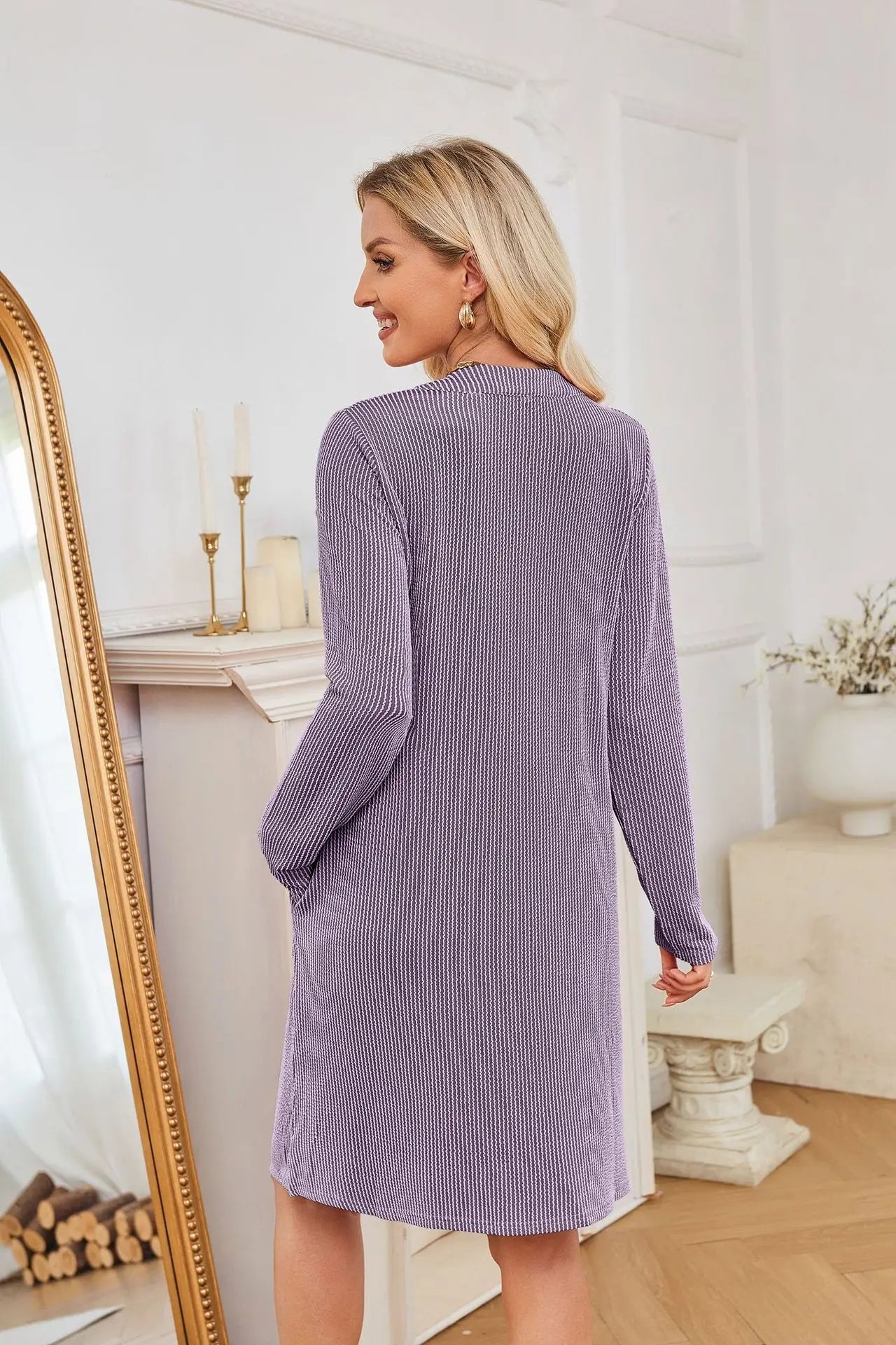 Solid Color Casual Loose Short Dress