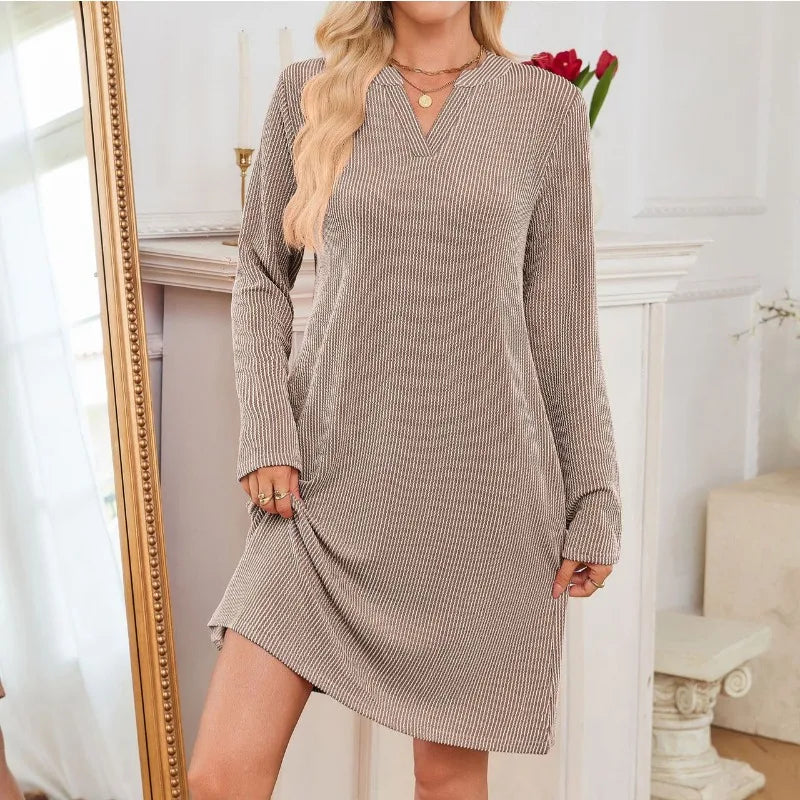 Solid Color Casual Loose Short Dress