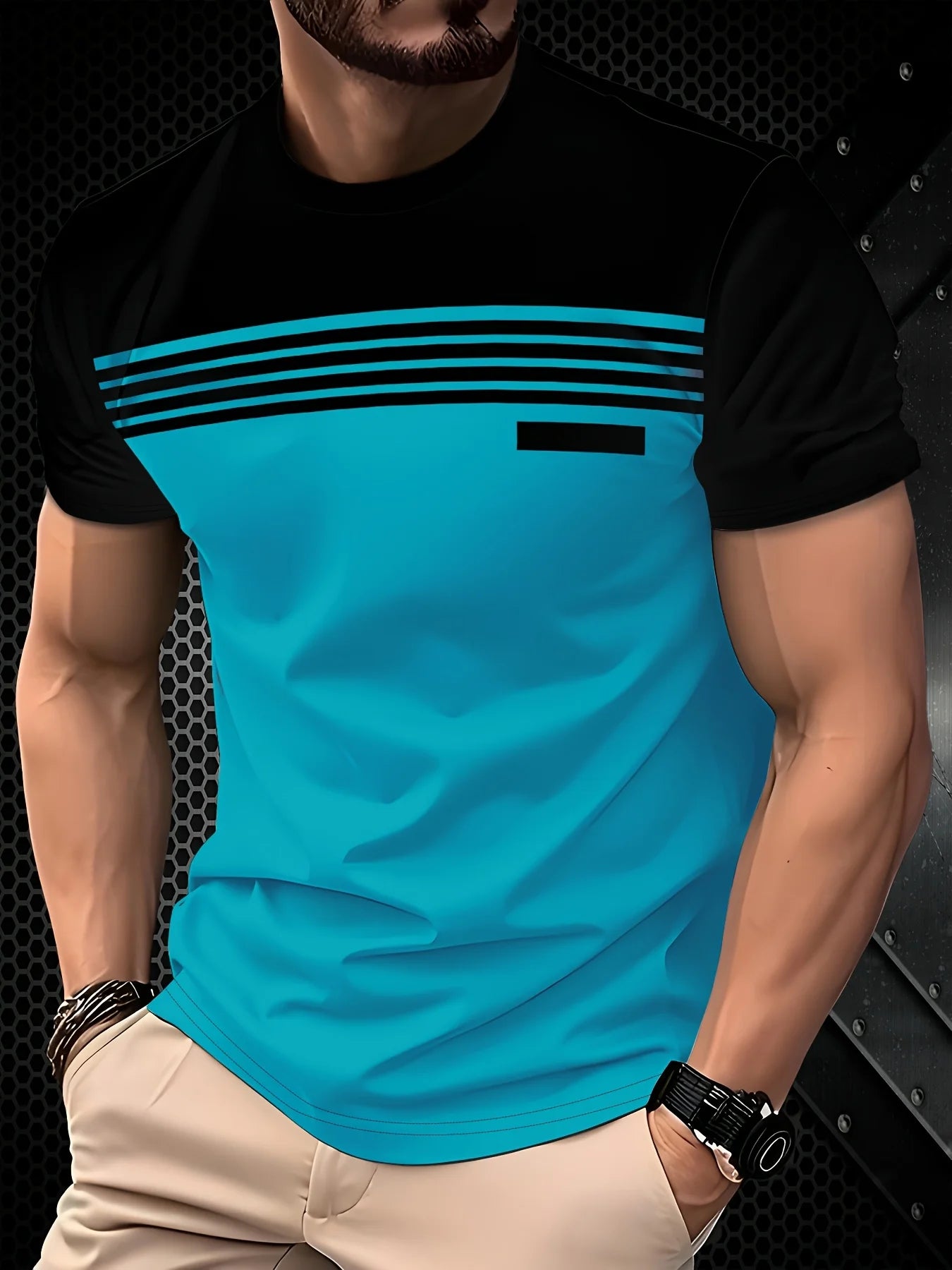 Men’s Casual Round Neck T-Shirt – 100% Polyester Everyday Top