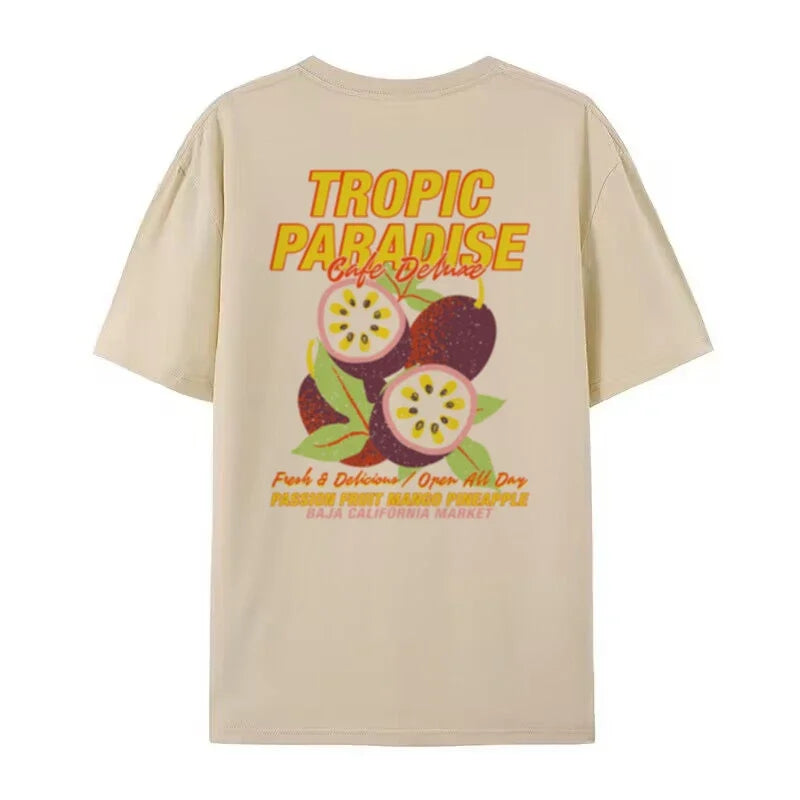 Plus Size Women’s Back Print Tropical Fruit T-Shirt