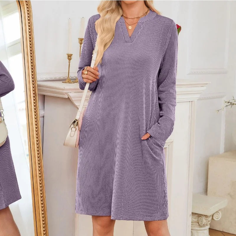 Solid Color Casual Loose Short Dress