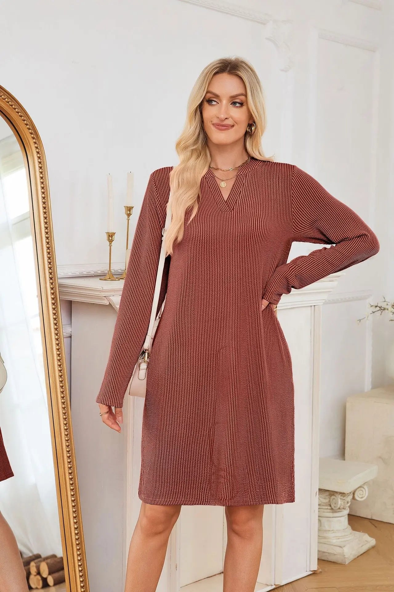 Solid Color Casual Loose Short Dress
