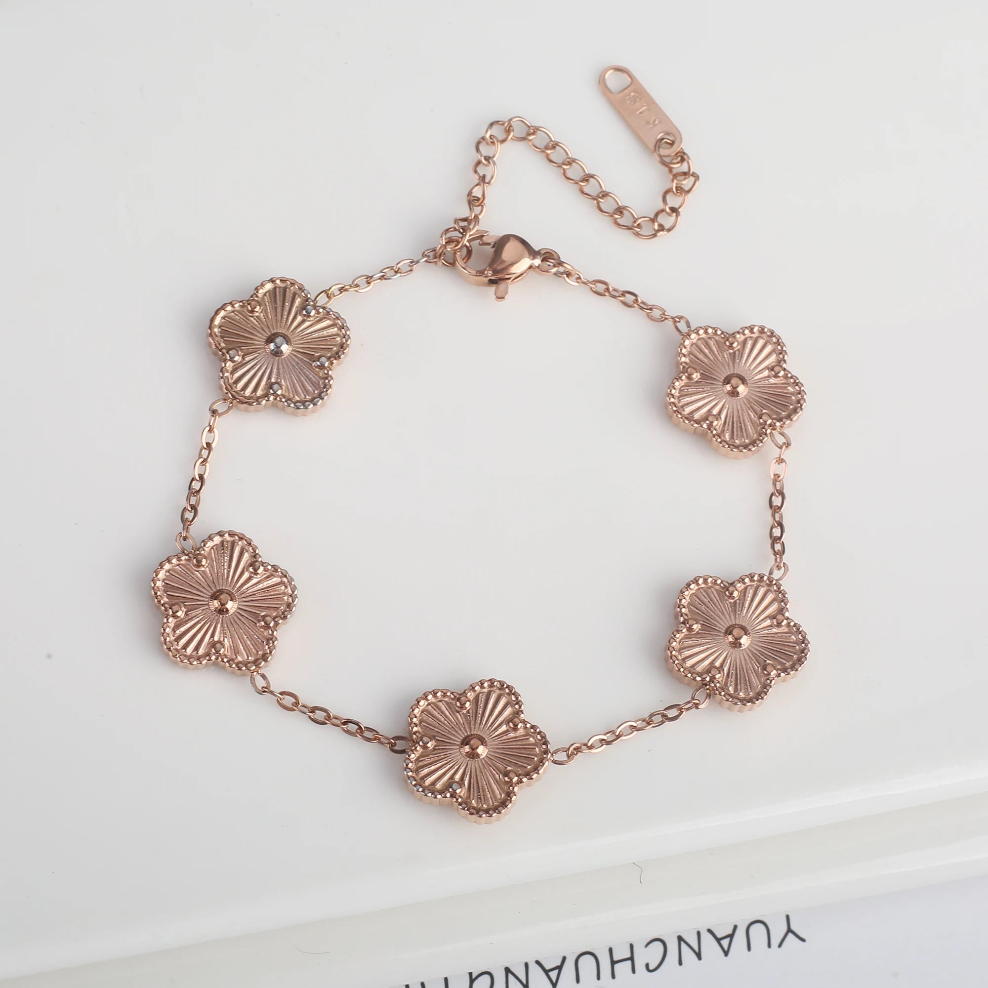 Classic Stainless Steel Five-Flower Bracelet for Women