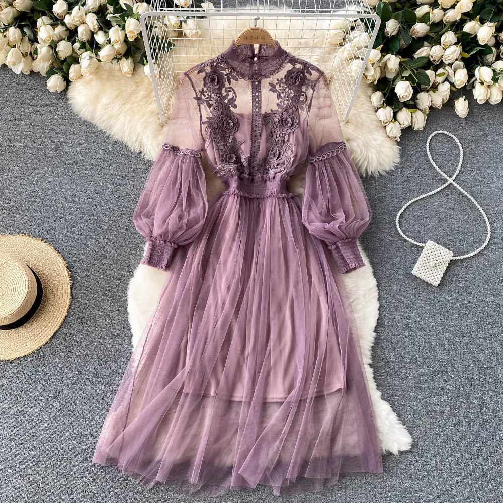 Elegant Mesh Flower Dress
