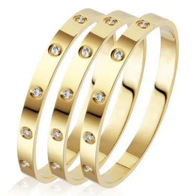 Stainless Steel Rhinestone Bangle Bracelet for Women