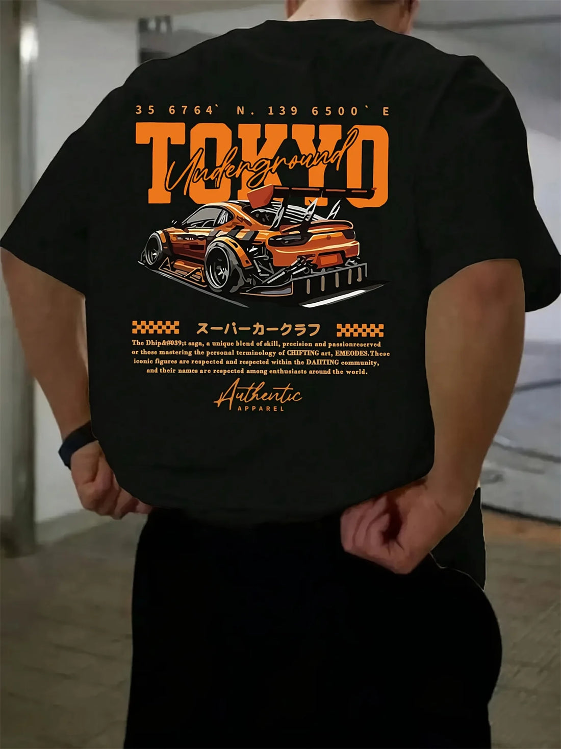 Men’s Summer Cotton T-Shirt – Tokyo Print Casual Loose Fit Short Sleeve Top