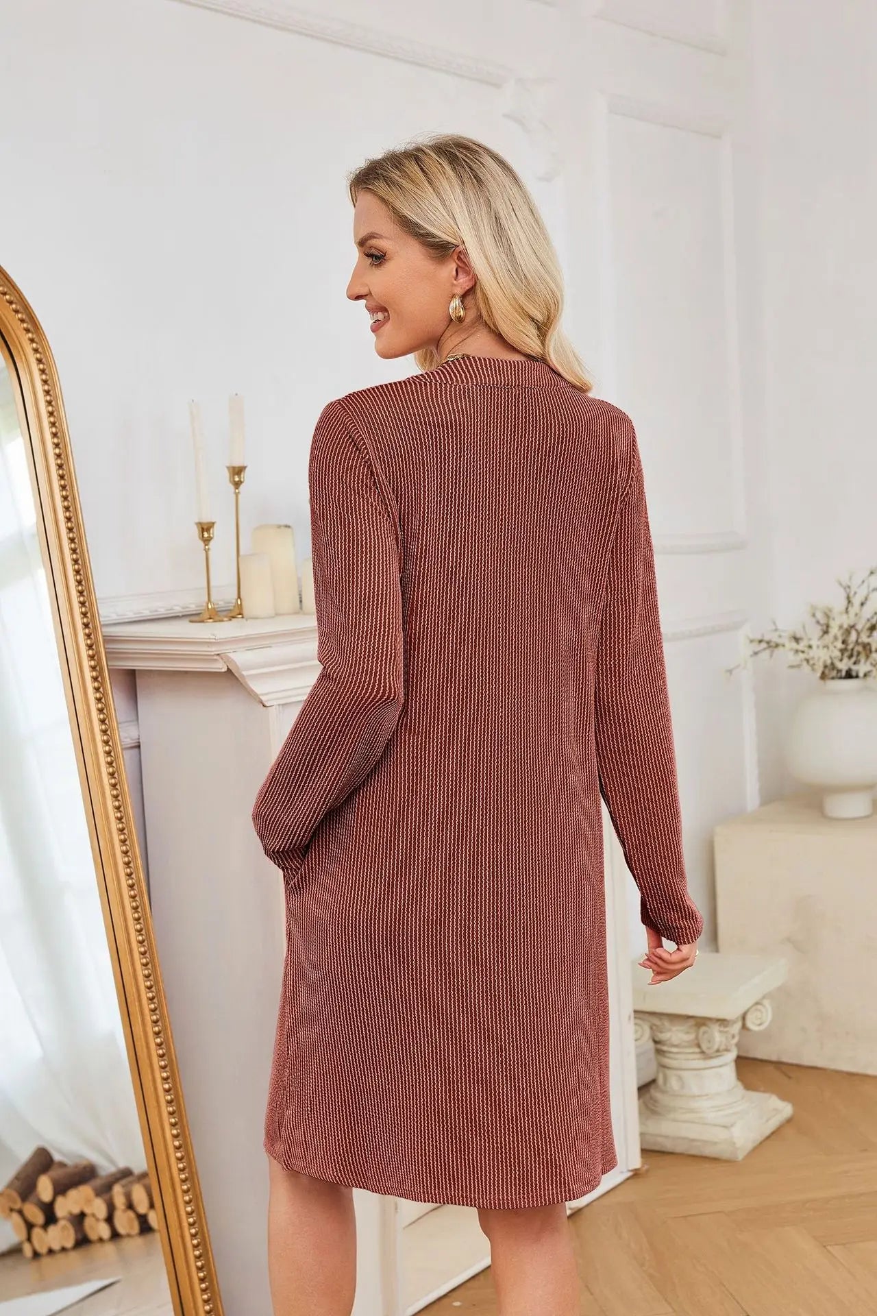 Solid Color Casual Loose Short Dress