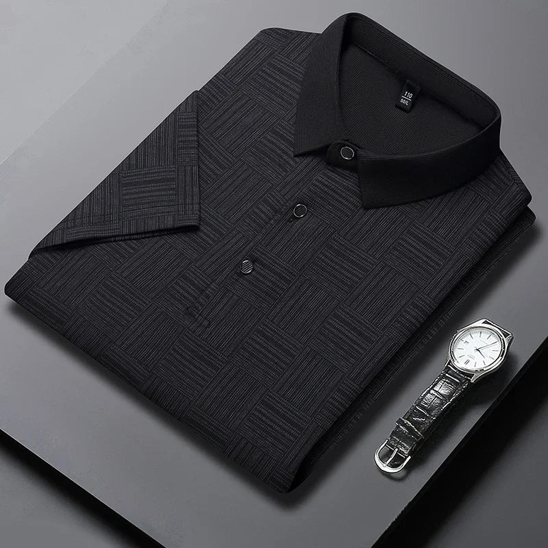 2024 Men’s Printed Polo Shirt – Business Casual Short Sleeve Top