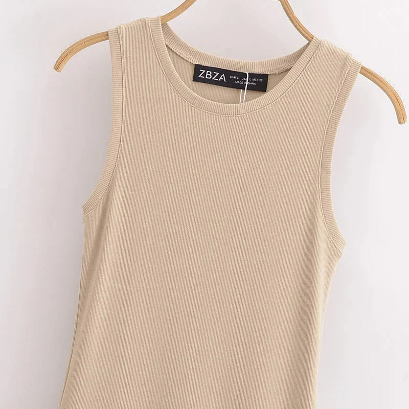 HXAO Khaki Elegant Long Dress