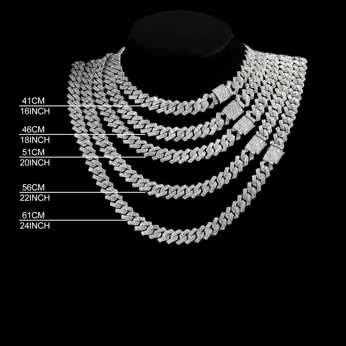 Gold Cuban Link Chain – 2-Row Rhinestone Prong Necklace for Men & Women
