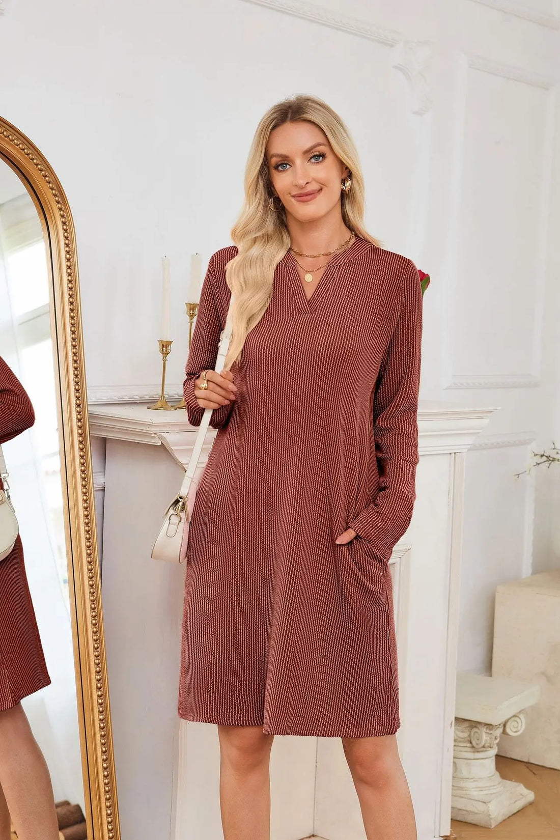 Solid Color Casual Loose Short Dress