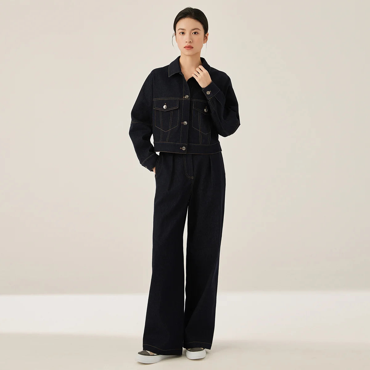 KL7523358 Women’s High Waisted Wide Leg Denim Pants