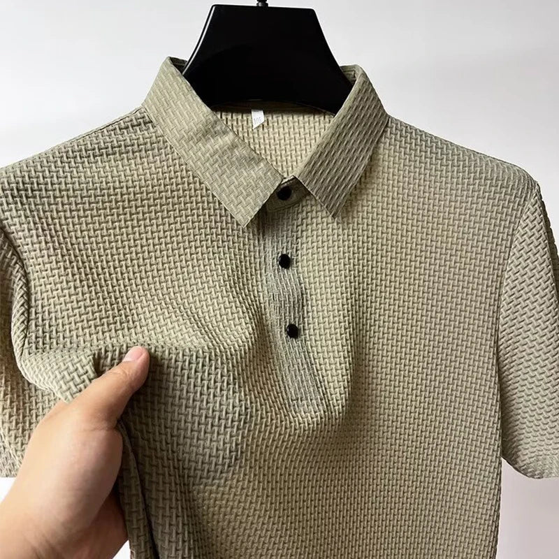 Men’s Business Casual Polo Shirt – Short Sleeve Solid Color Summer Top